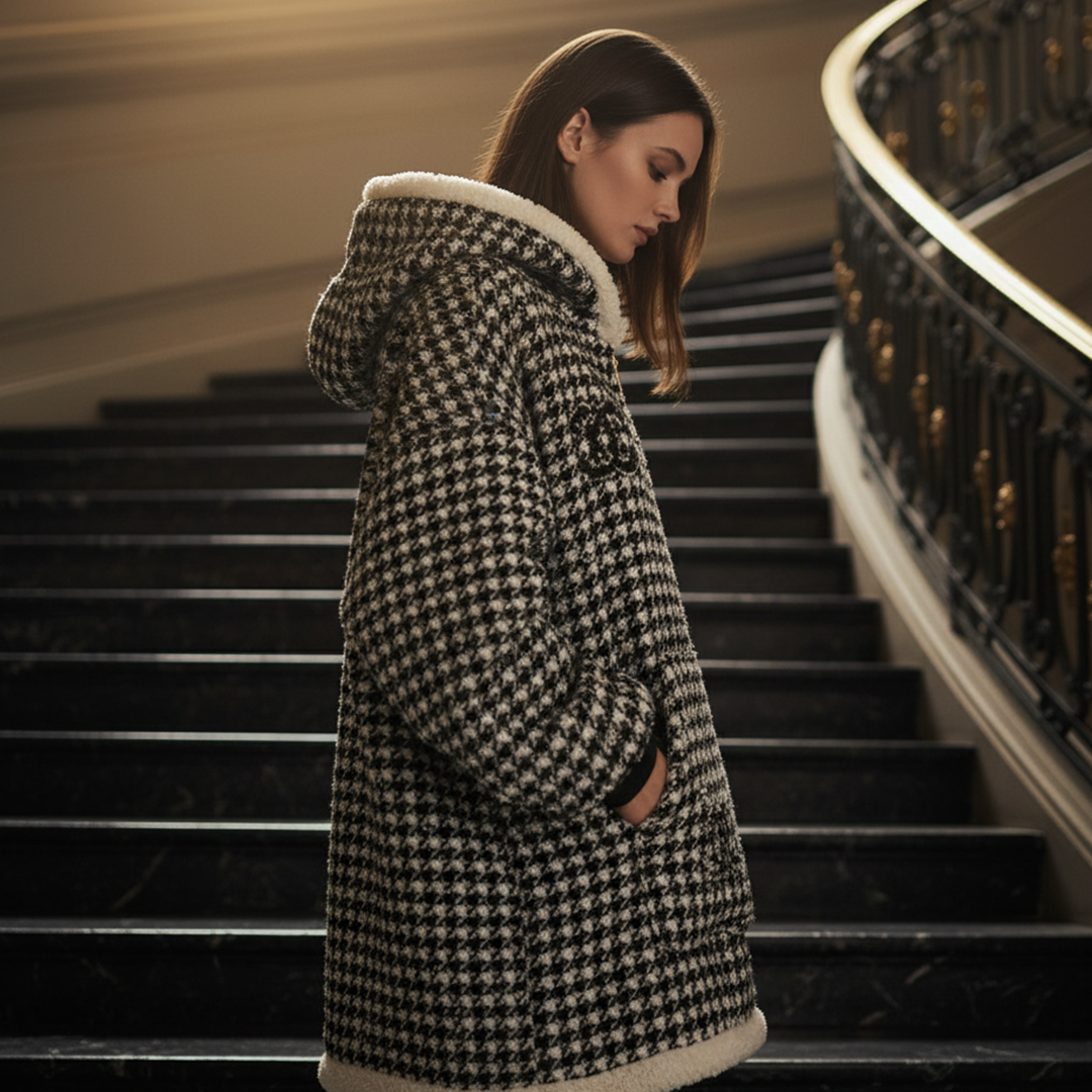 Royal Houndstooth Hoodie Blanket