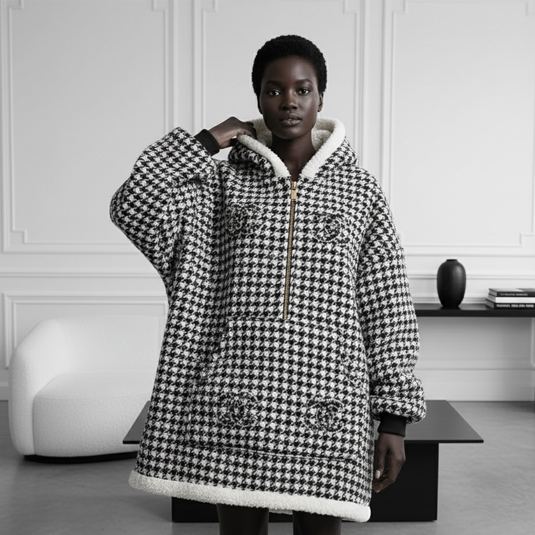Royal Houndstooth Hoodie Blanket