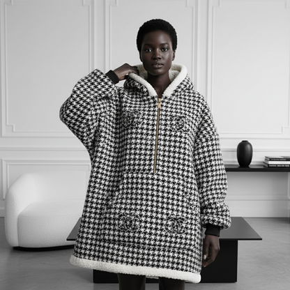 Royal Houndstooth Hoodie Blanket