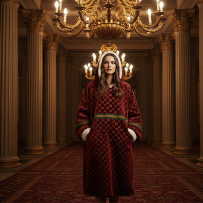 Crimson Fireplace Hoodie Blanket